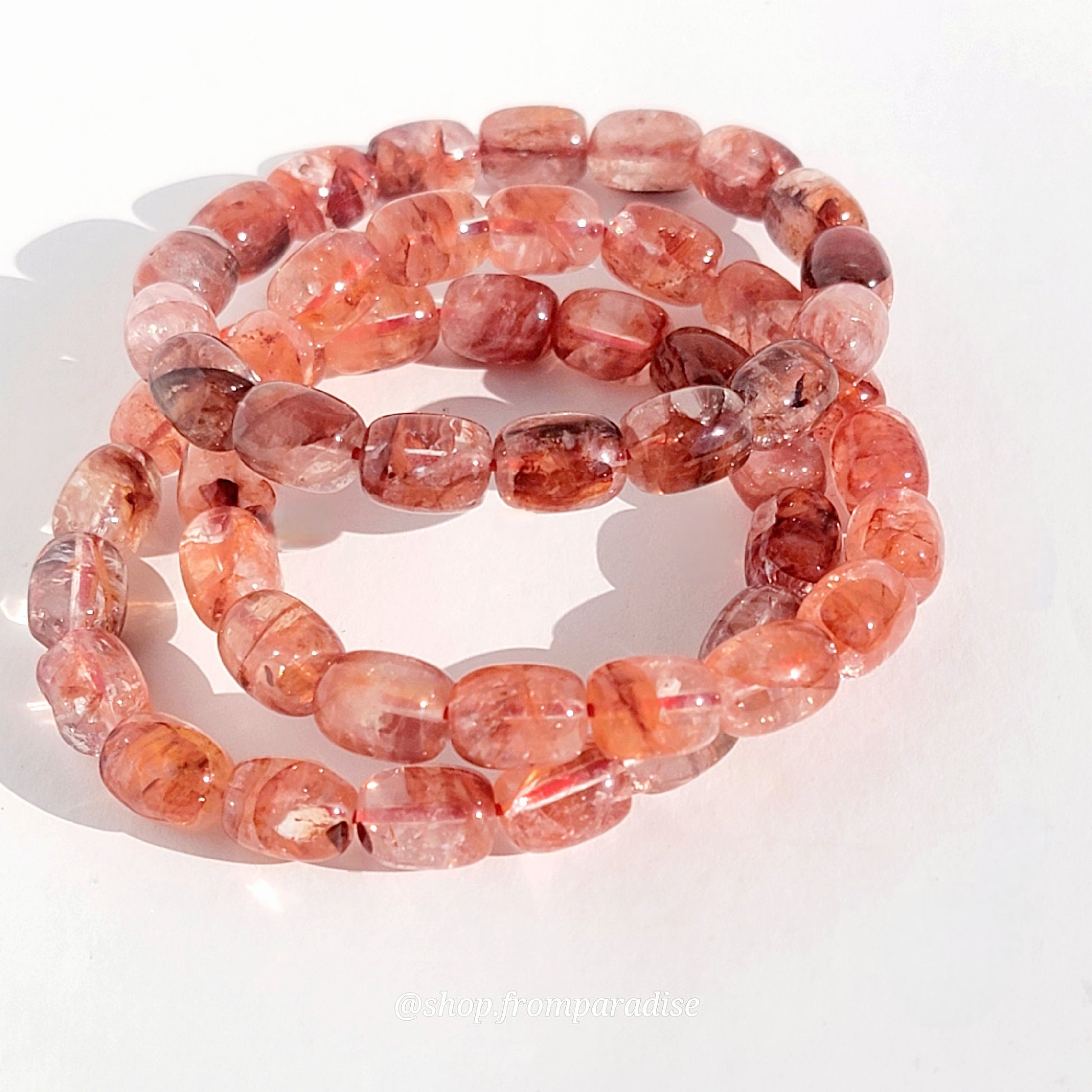 Fire Quartz Red Hematoid Crystal Bracelet Rainbow Hematoid Fire Quartz Handmade Minimalist Jewelry Gift Red Quartz