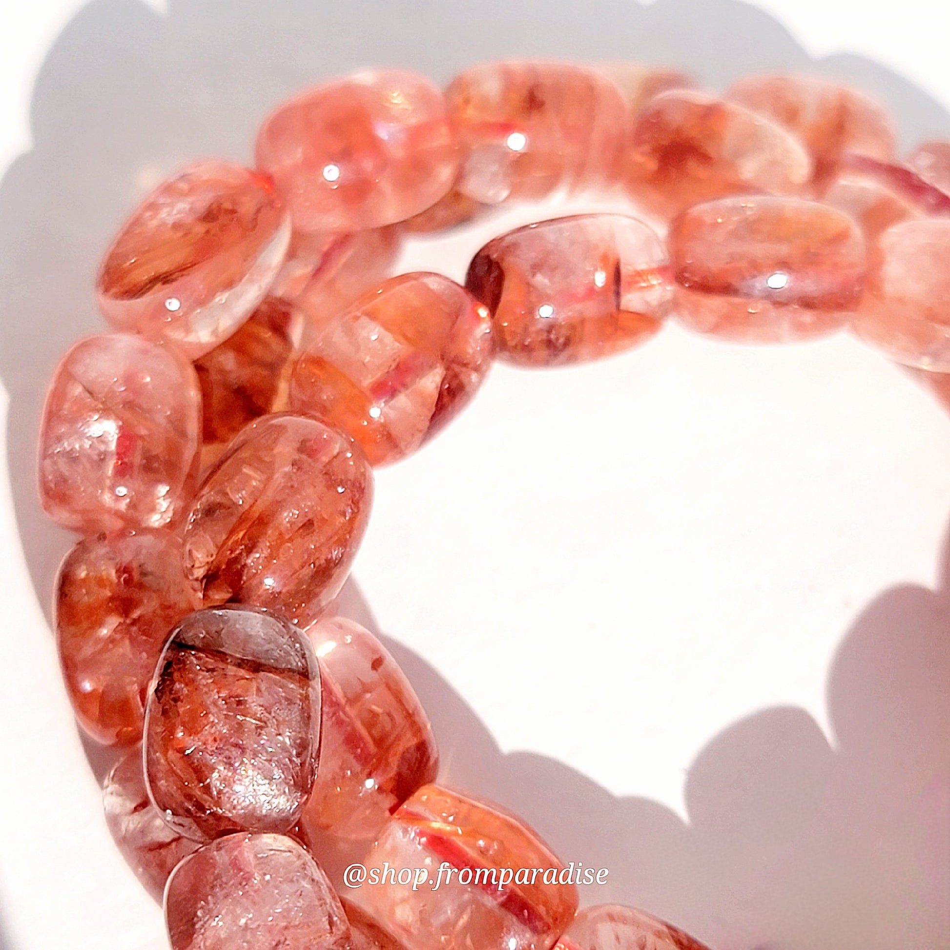 Fire Quartz Red Hematoid Crystal Bracelet Rainbow Hematoid Fire Quartz Handmade Minimalist Jewelry Gift Red Quartz