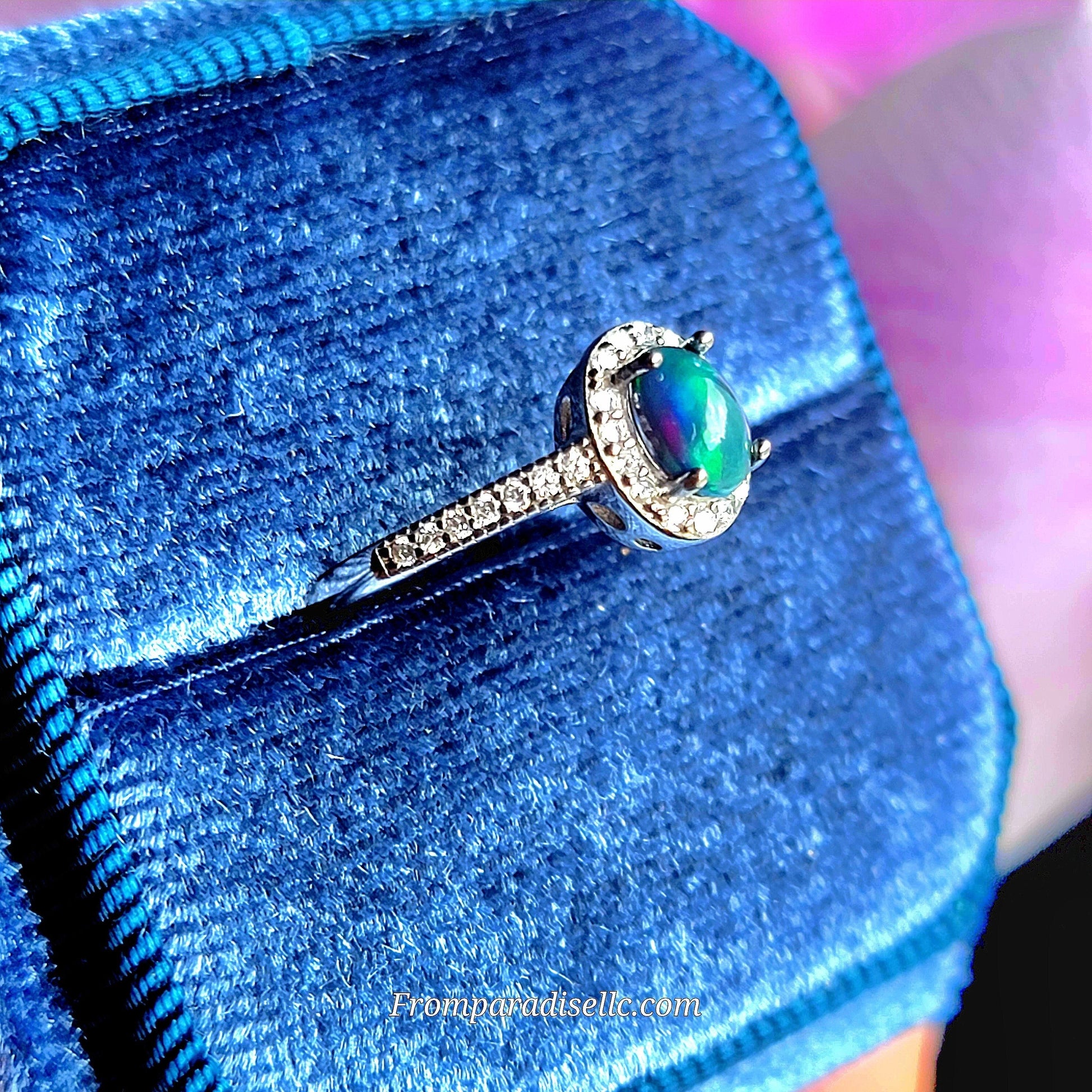 Opal Sterling Silver Women Gemstone Ring Adjustable