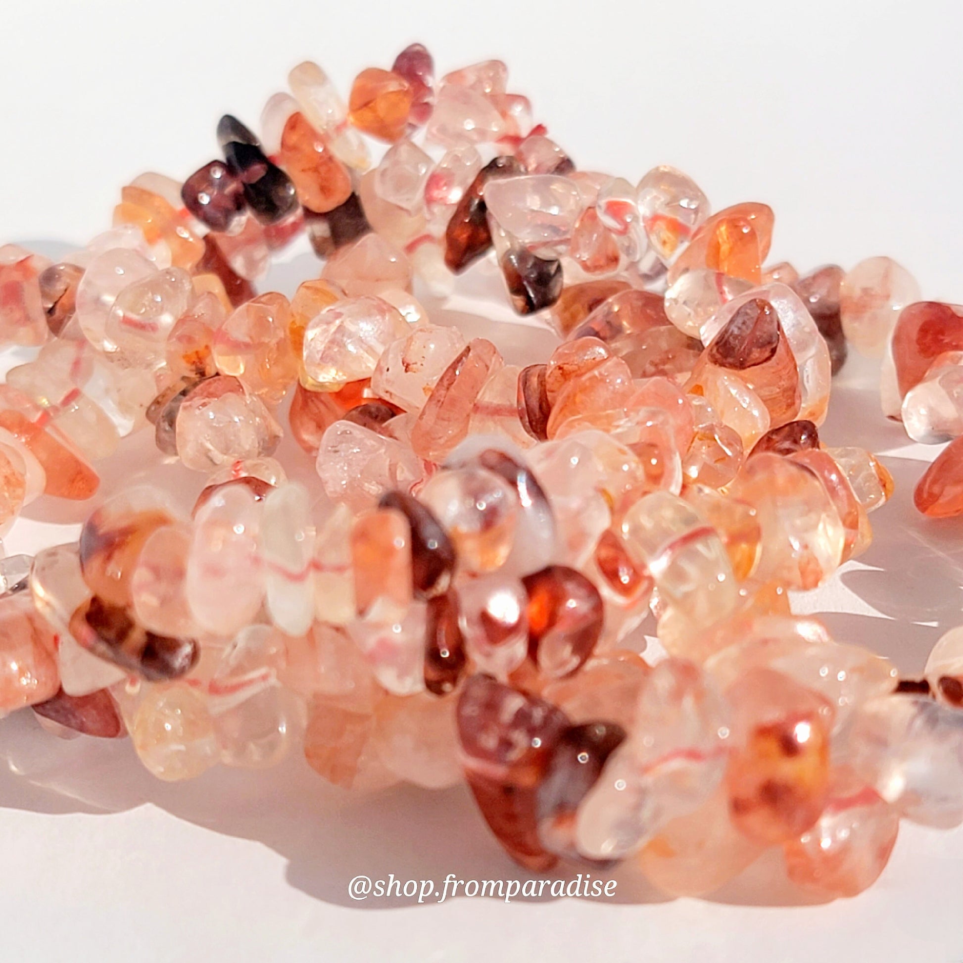 fire quartz crystal chip gemstone bracelet