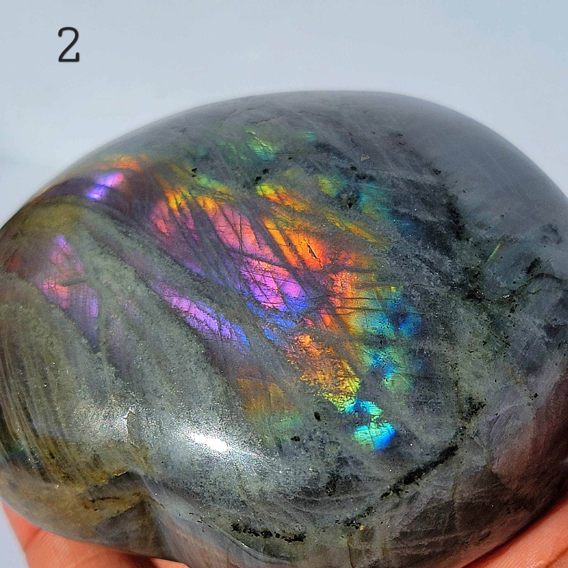 Sunset Pink and Purple Labradorite XL Crystal Heart
