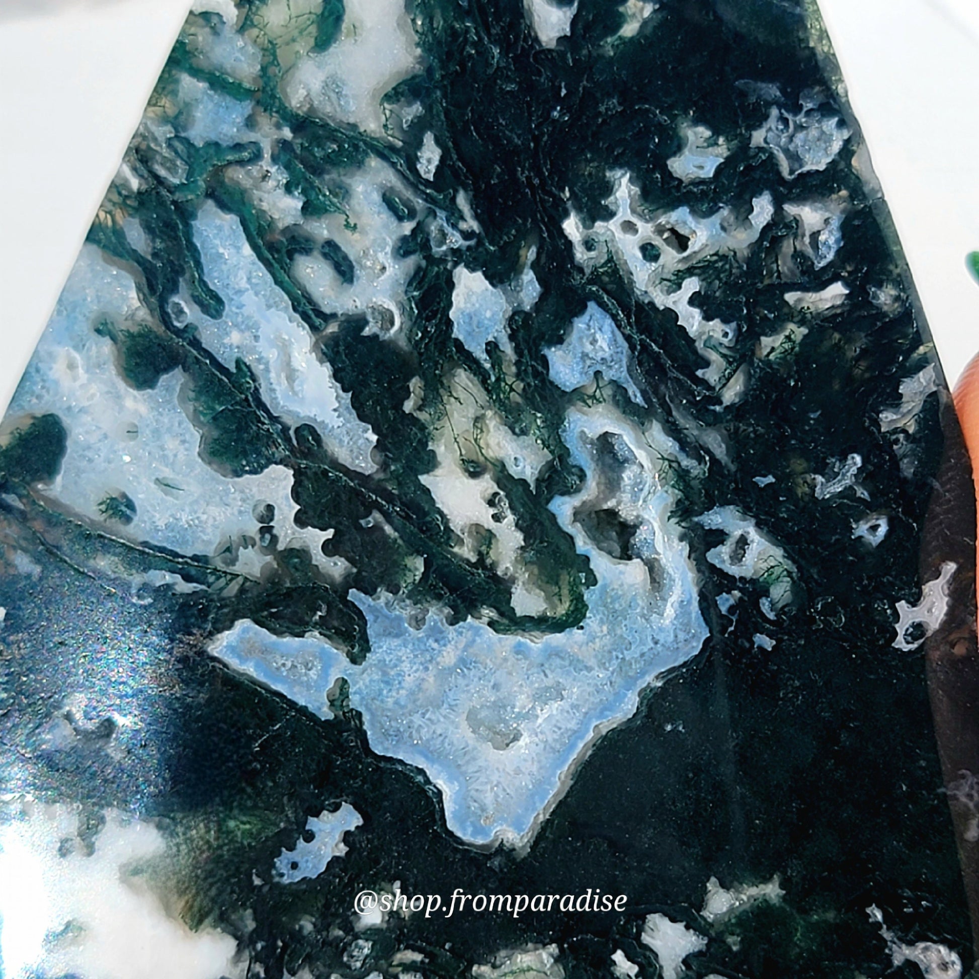 Blue Moss Agate Crystal Sculpture