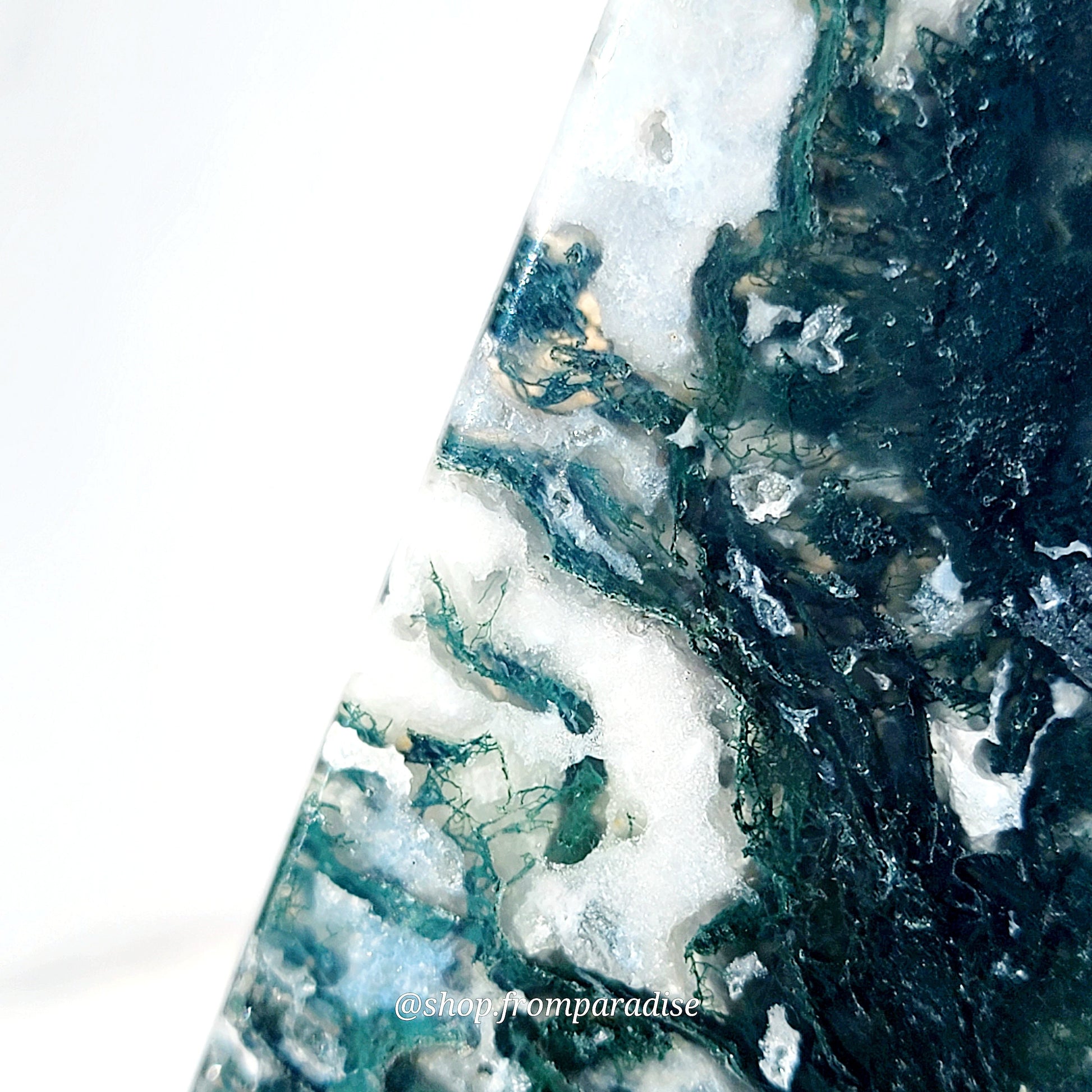 Blue Moss Agate Crystal Sculpture