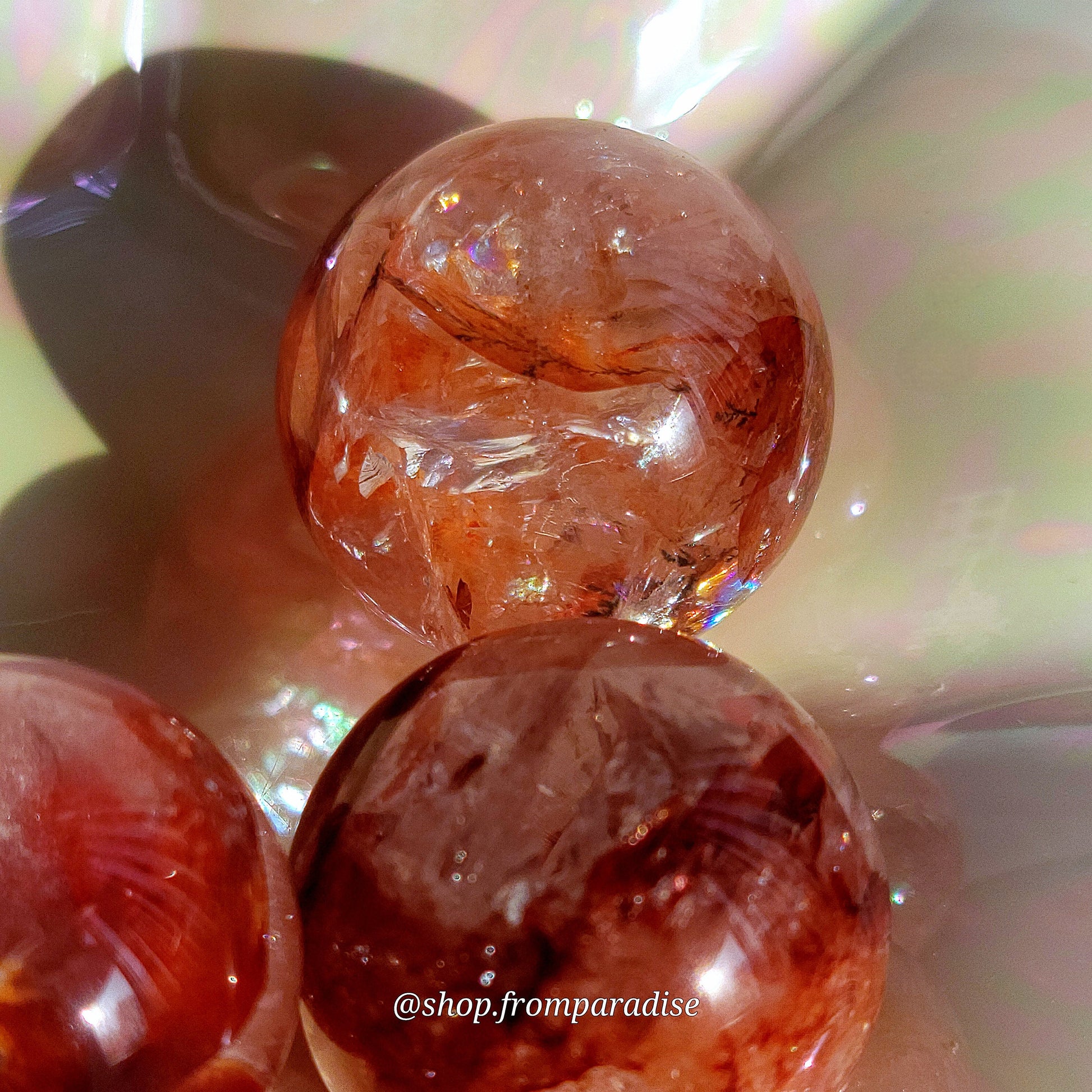 Fire Quartz Red Hematoid Mini Crystal Sphere