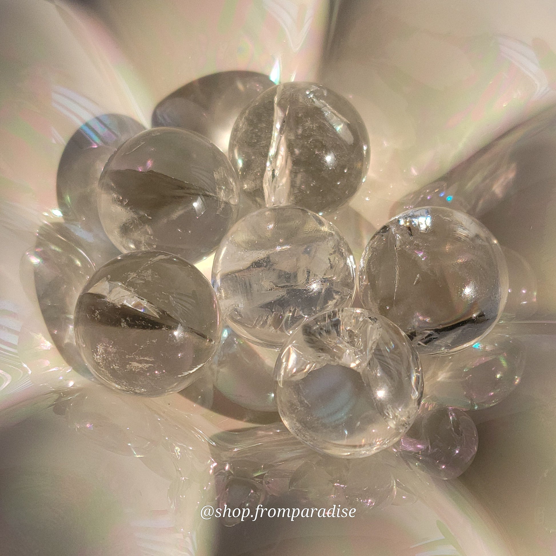 Clear Quartz Mini Crystal Sphere with Rainbow Inclusions