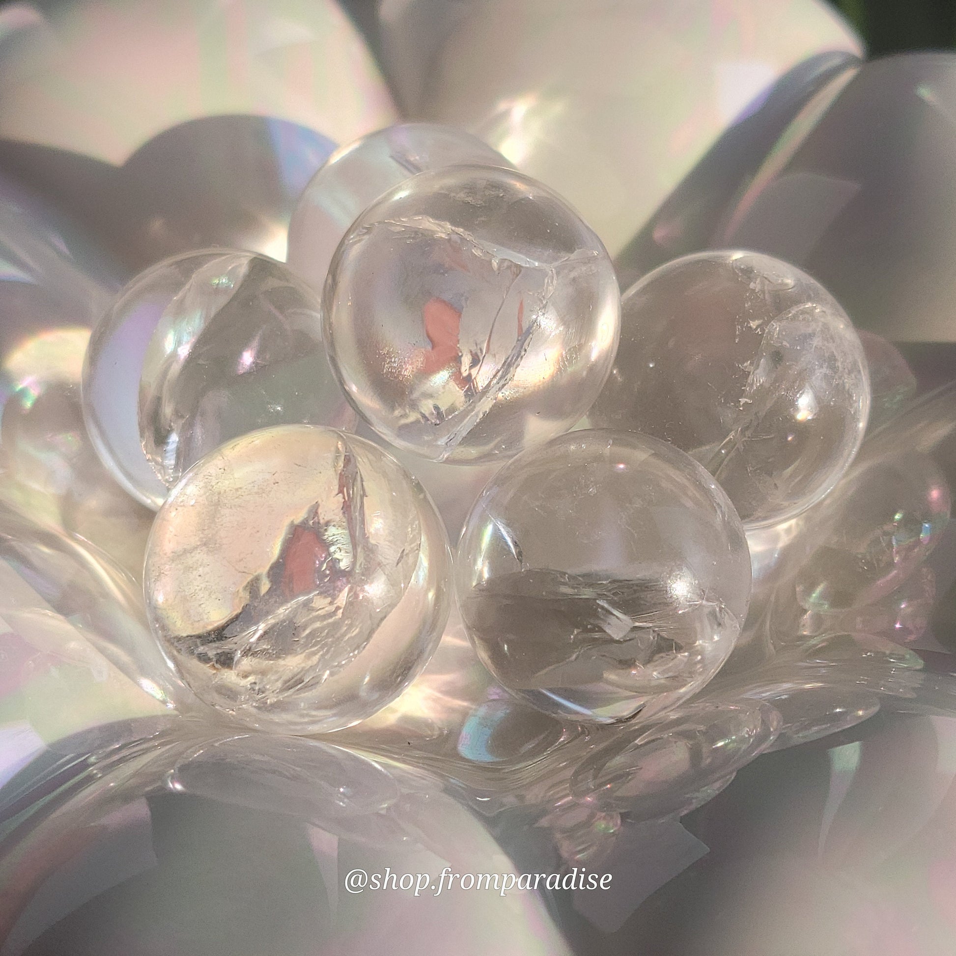 Clear Quartz Mini Crystal Sphere with Rainbow Inclusions