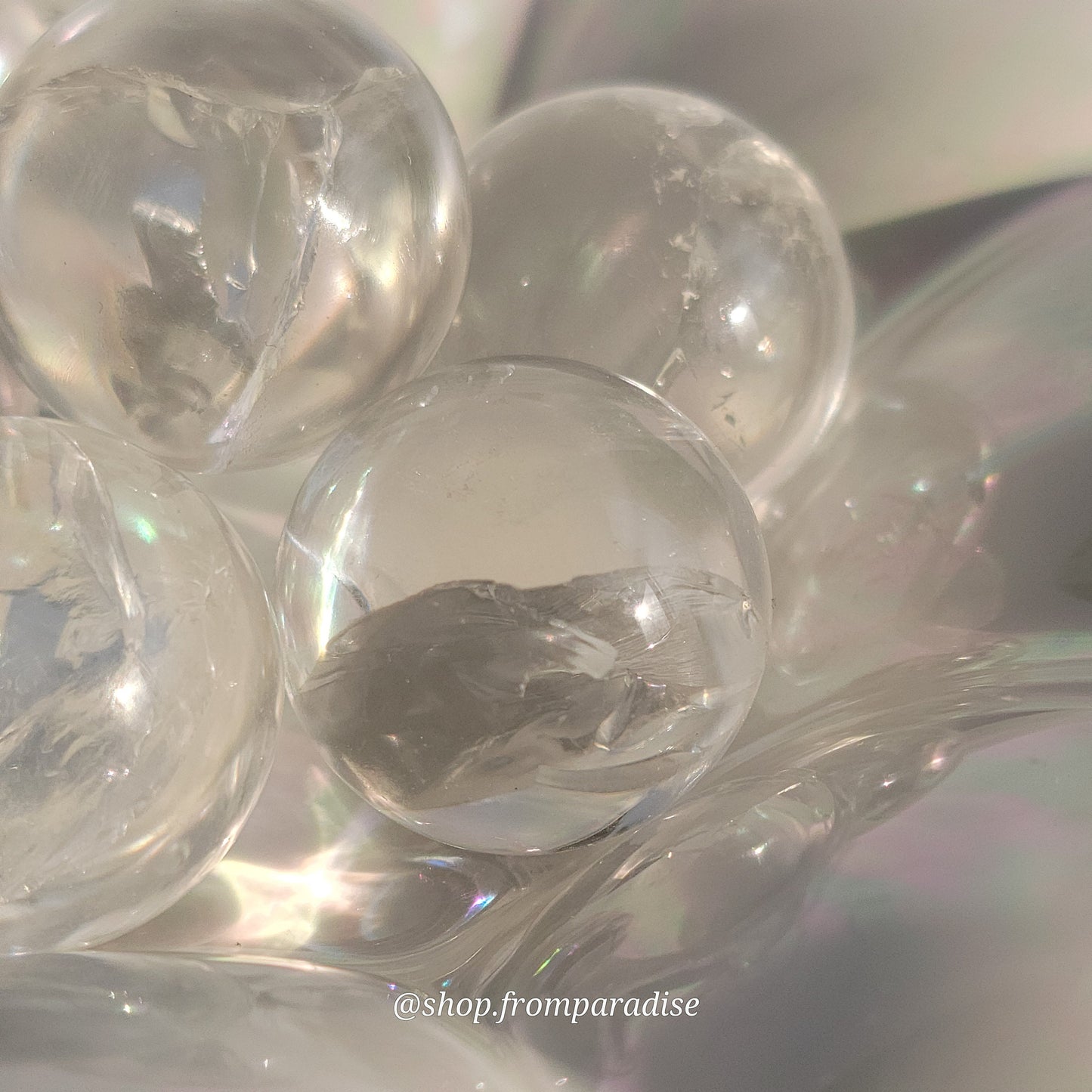 Clear Quartz Mini Crystal Sphere with Rainbow Inclusions