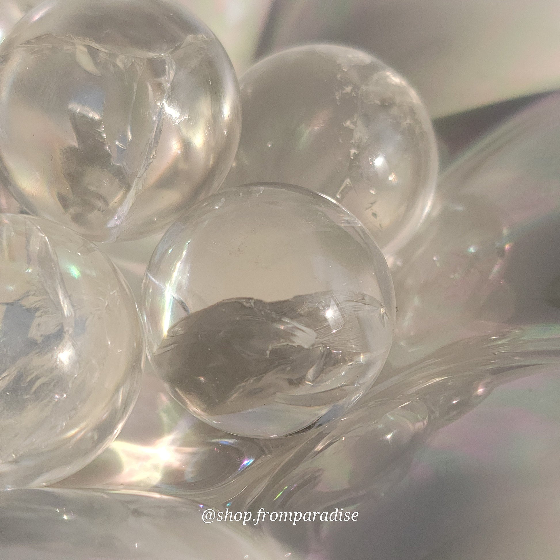 Clear Quartz Mini Crystal Sphere with Rainbow Inclusions