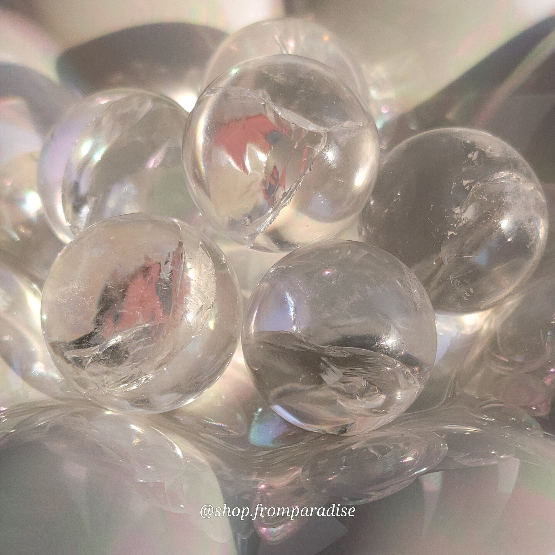 Clear Quartz Mini Crystal Sphere with Rainbow Inclusions