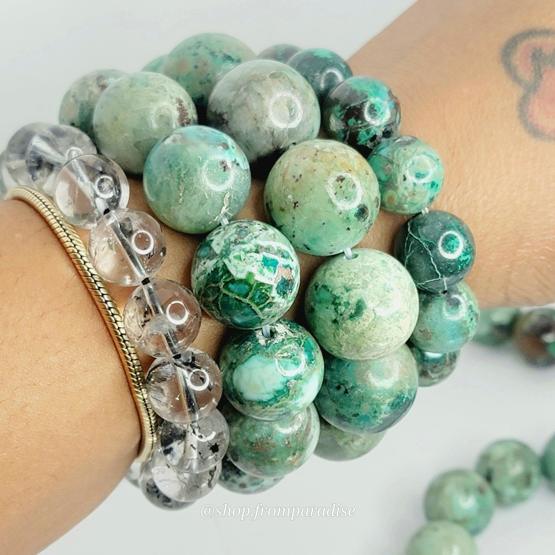 Chrysocolla Crystal Stretch Gemstone Bracelet