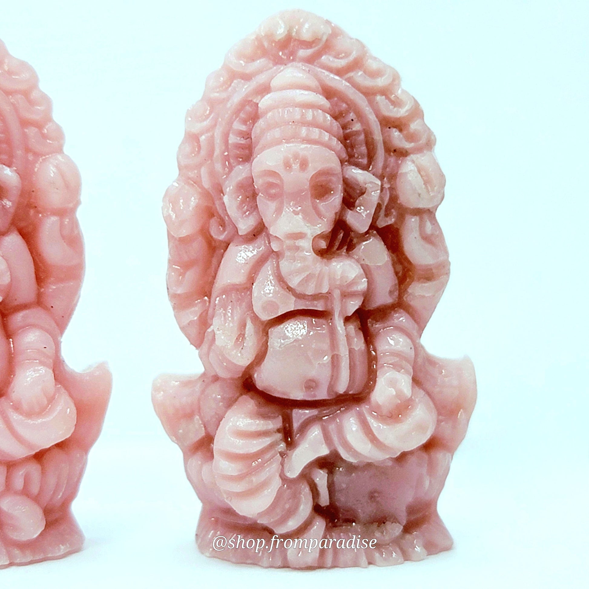Ganesha Statue Pink Opal Crystal Carving: The Remover of Obstacles, God of New Beginnings, Wisdom, and Success