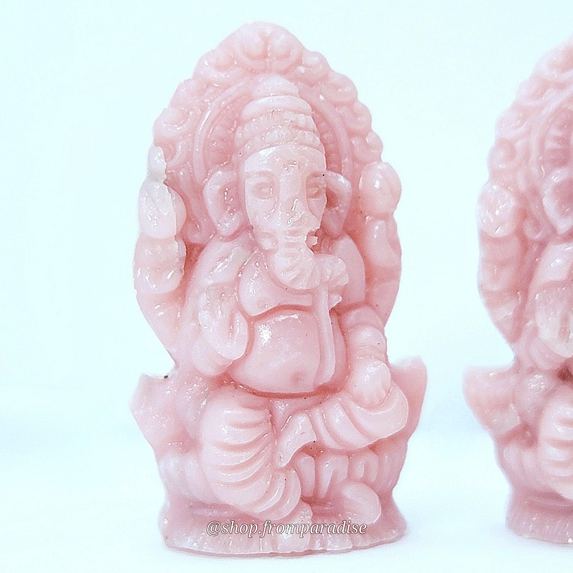 Ganesha Statue Pink Opal Crystal Carving: The Remover of Obstacles, God of New Beginnings, Wisdom, and Success