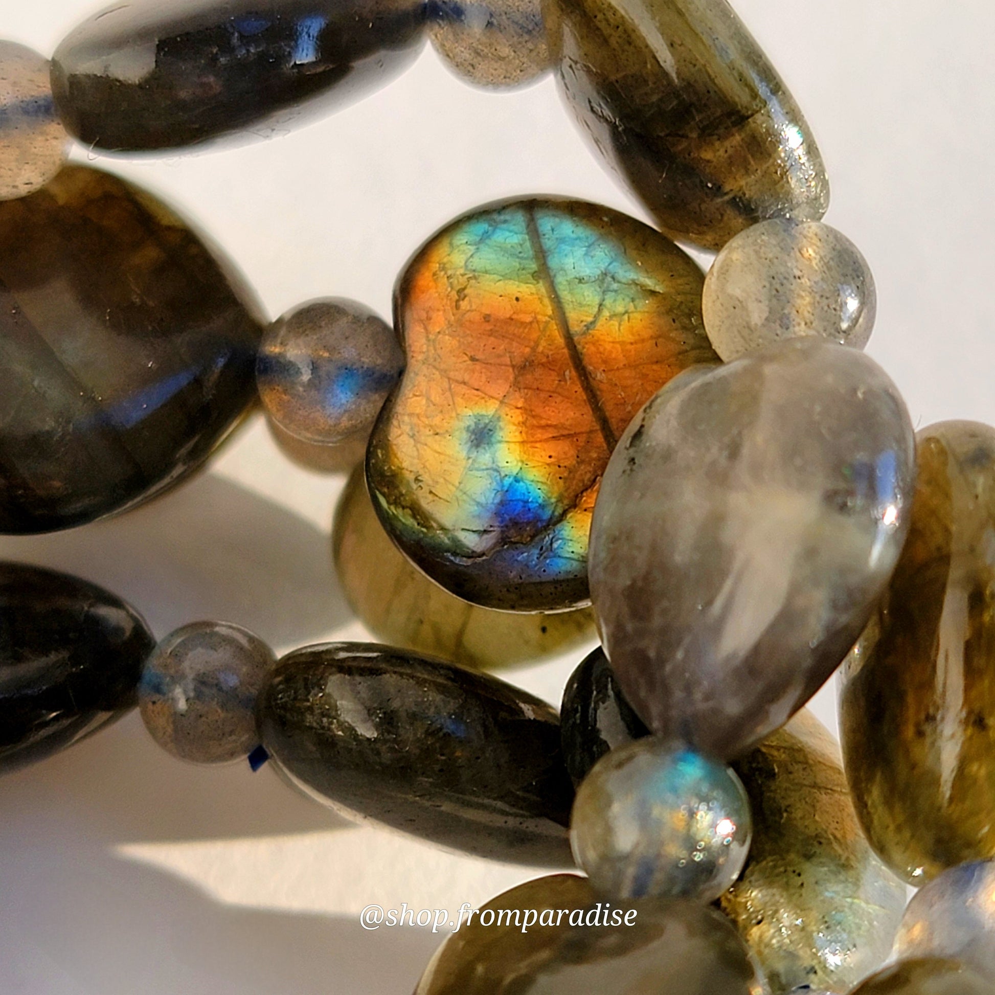 Sunset Labradorite Crystal Heart Bracelet