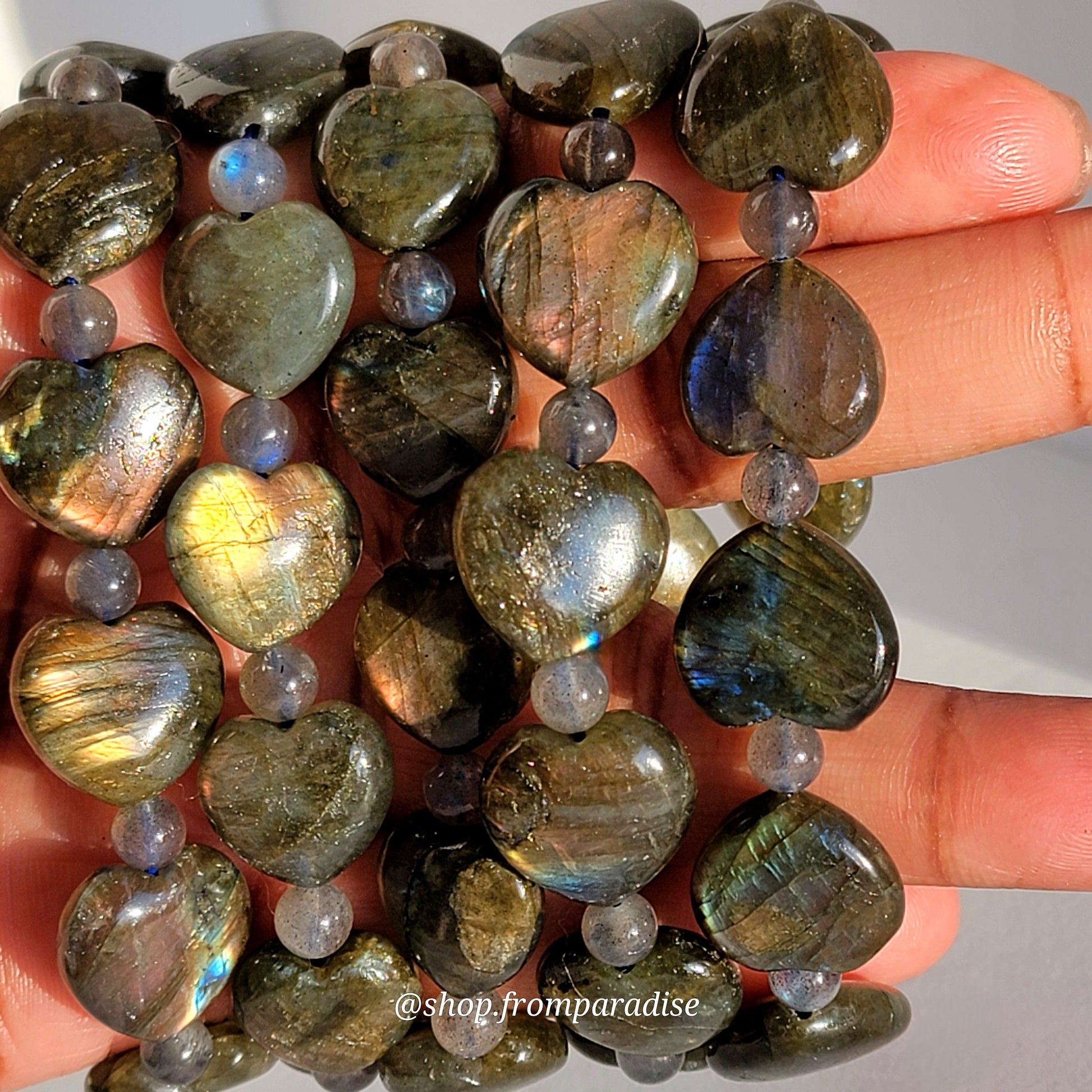 Sunset Labradorite Crystal Heart Bracelet