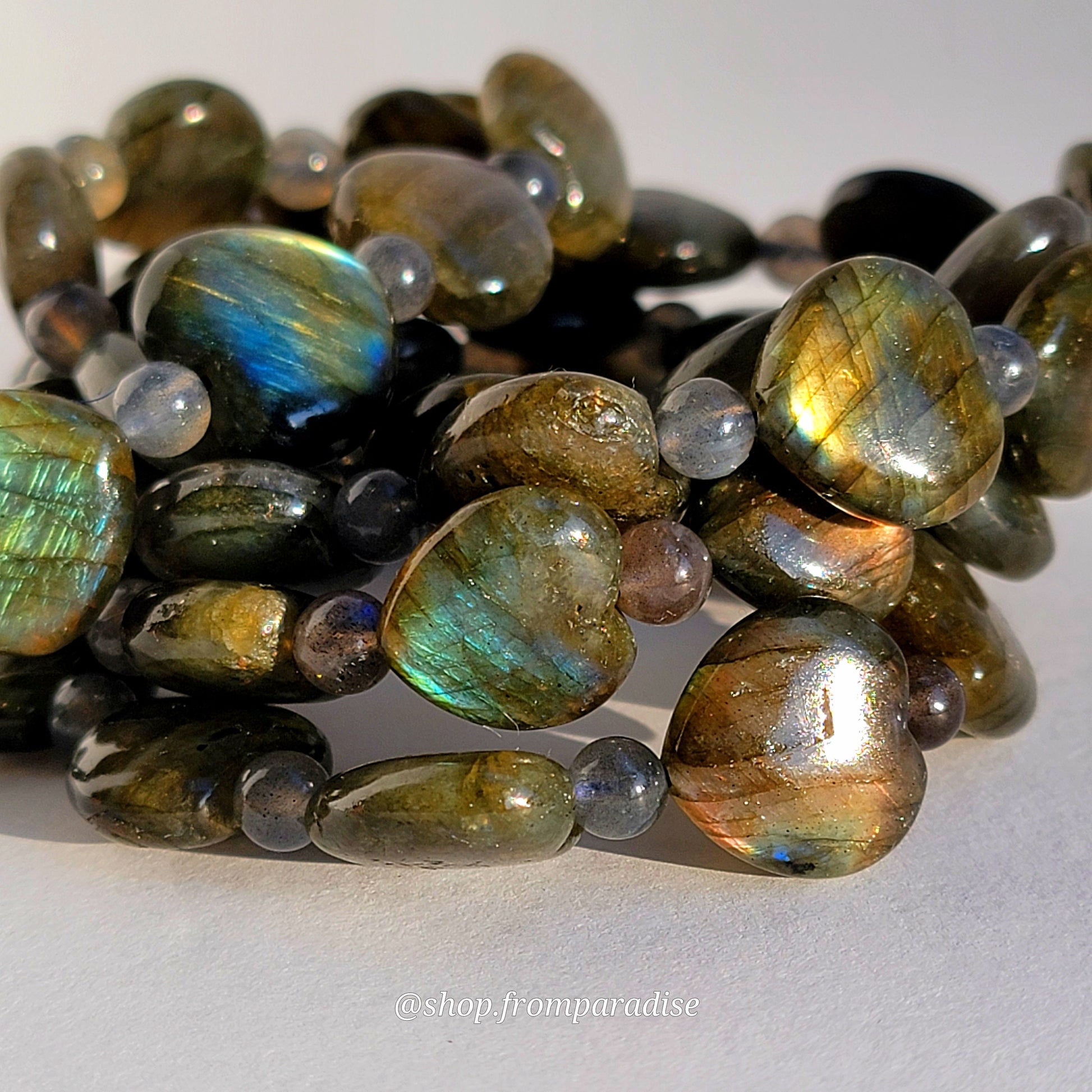Sunset Labradorite Crystal Heart Bracelet