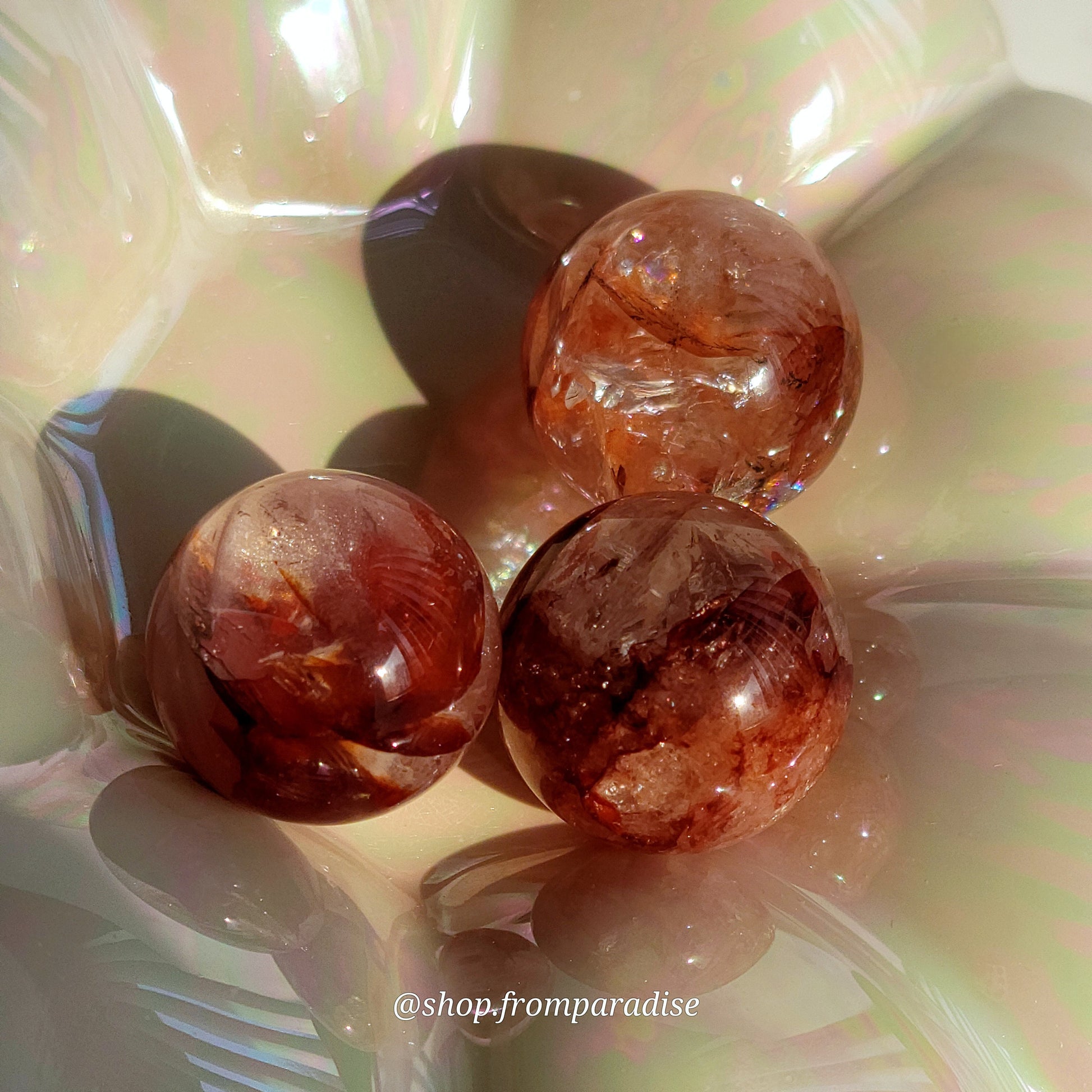 Fire Quartz Red Hematoid Mini Crystal Sphere
