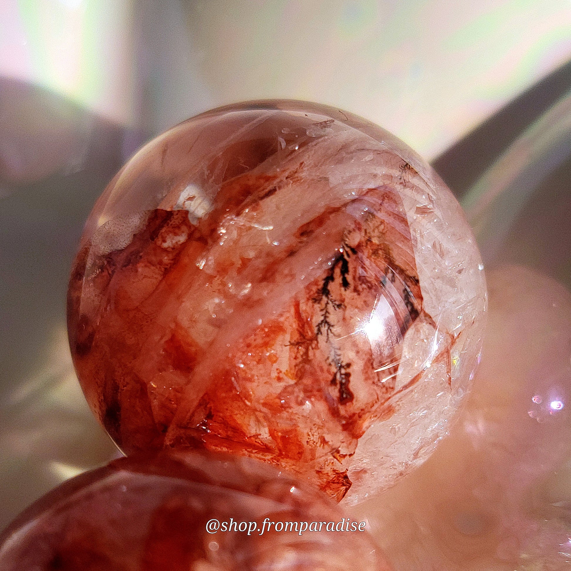 Fire Quartz Red Hematoid Mini Crystal Sphere