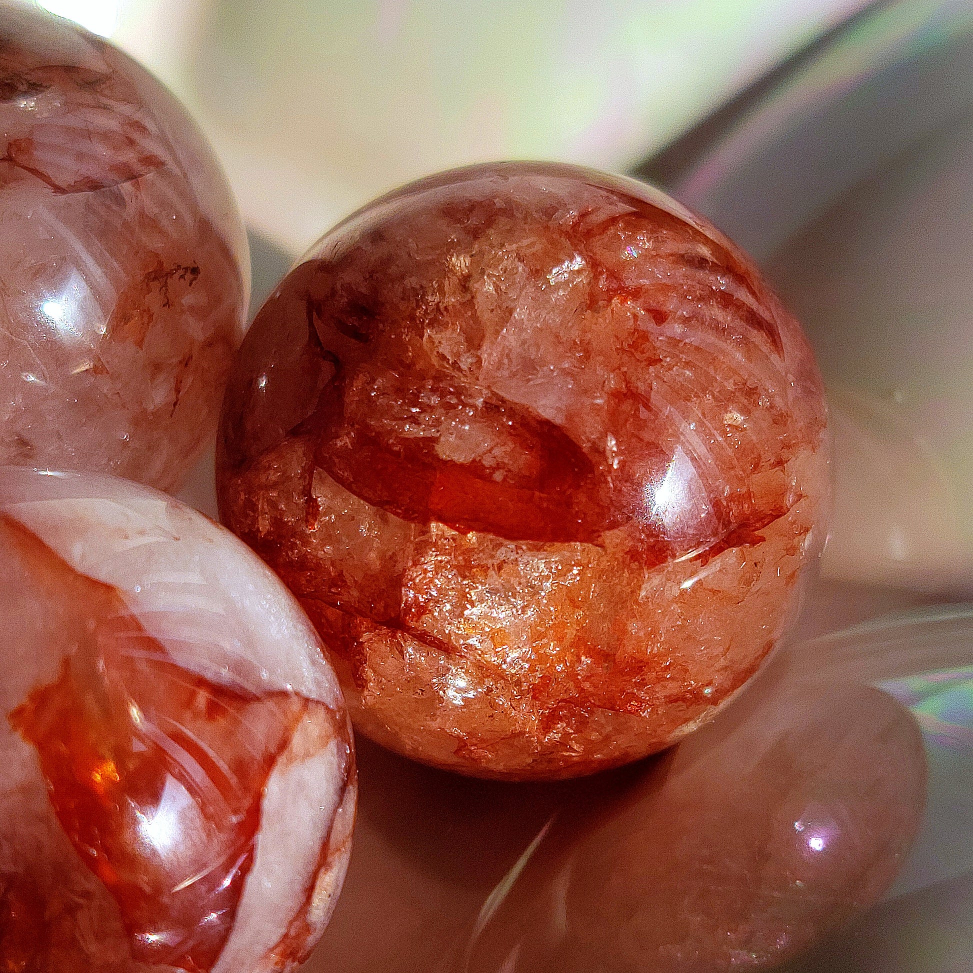 Fire Quartz Red Hematoid Mini Crystal Sphere