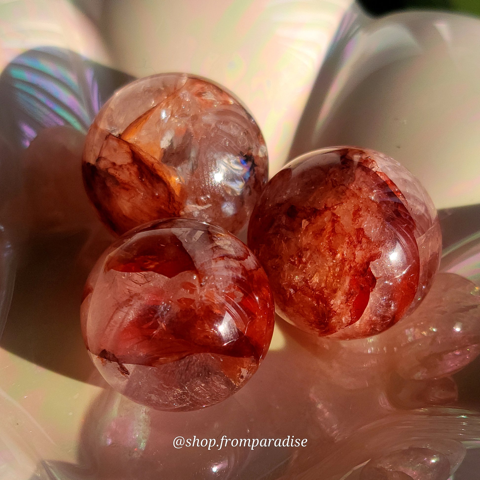 Fire Quartz Red Hematoid Mini Crystal Sphere