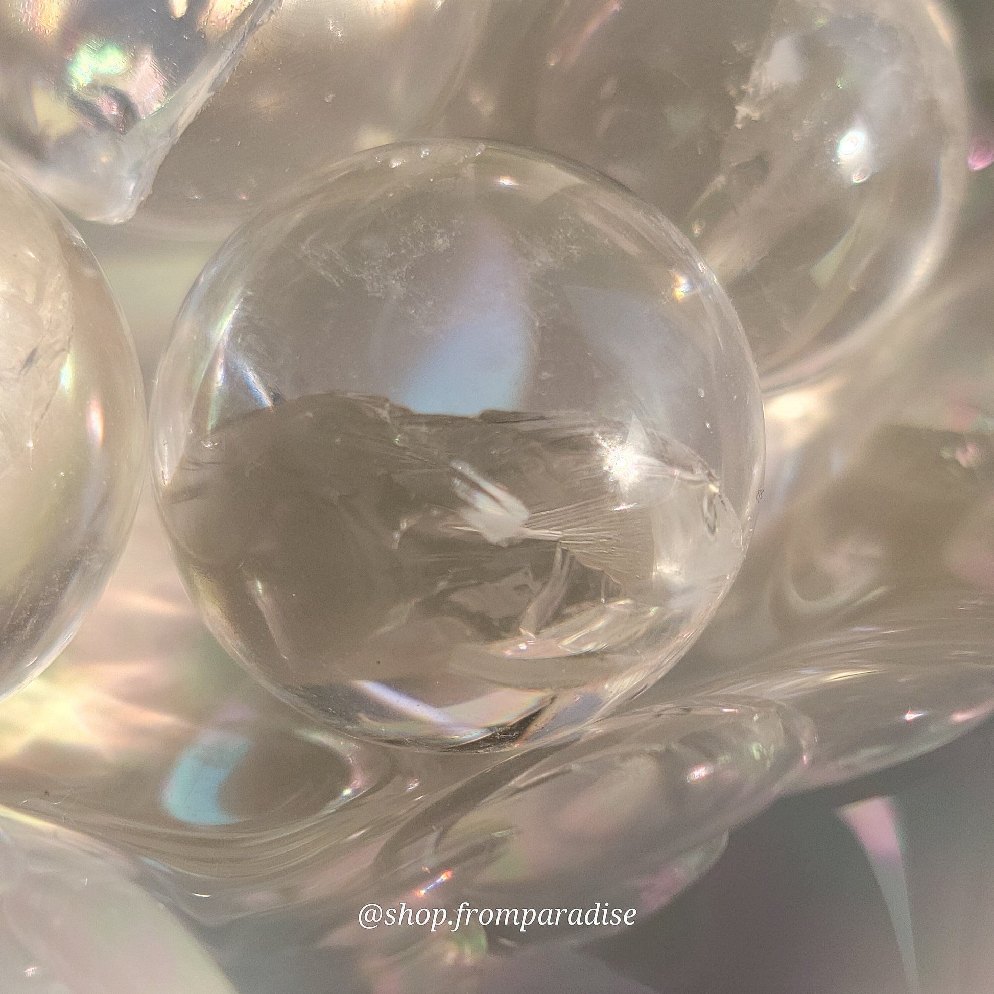Clear Quartz Mini Crystal Sphere with Rainbow Inclusions