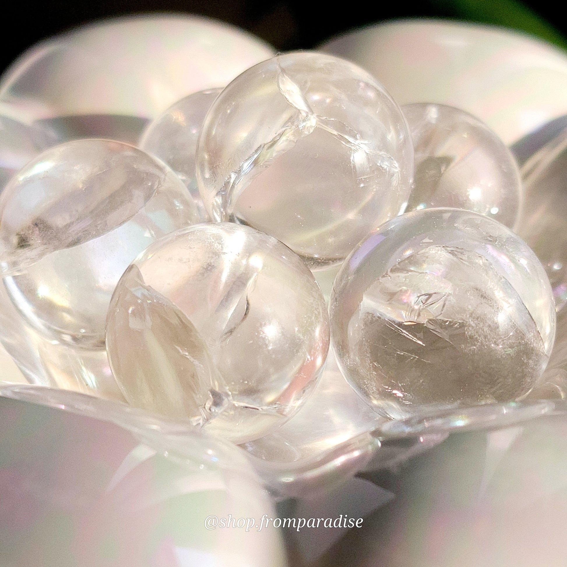 Clear Quartz Mini Crystal Sphere with Rainbow Inclusions