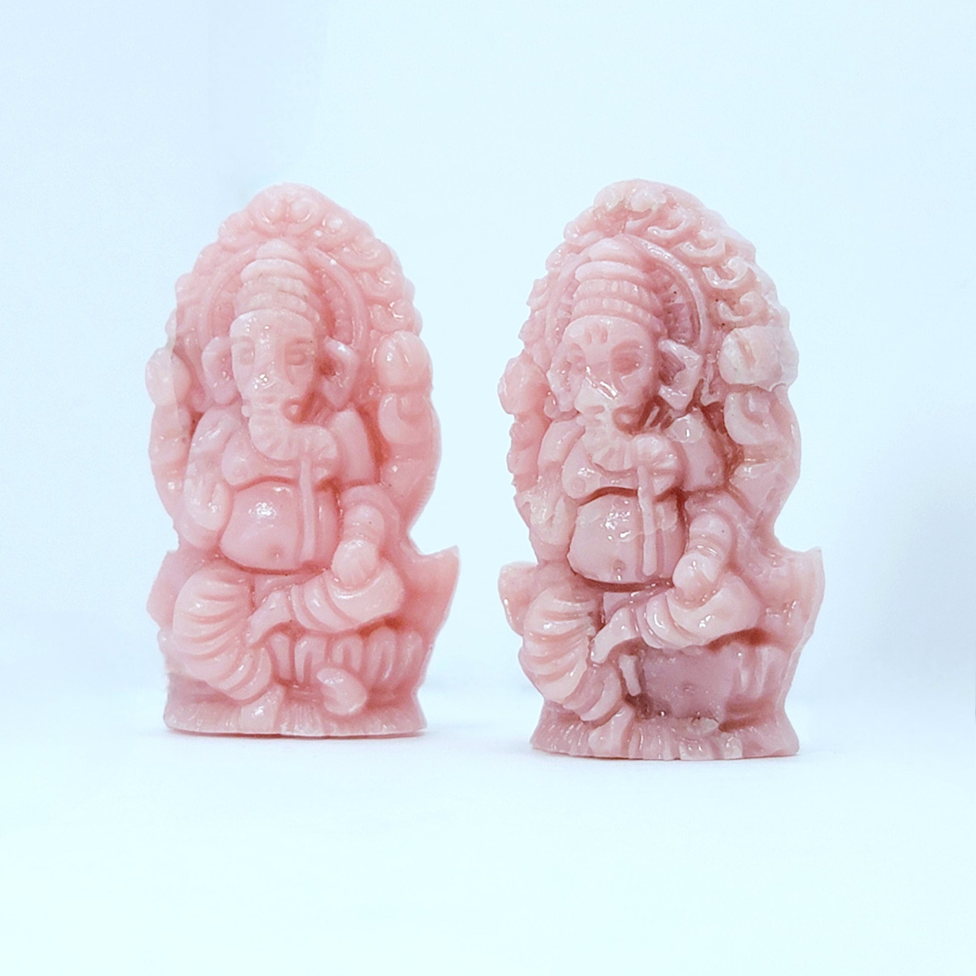 Ganesha Statue Pink Opal Crystal Carving: The Remover of Obstacles, God of New Beginnings, Wisdom, and Success