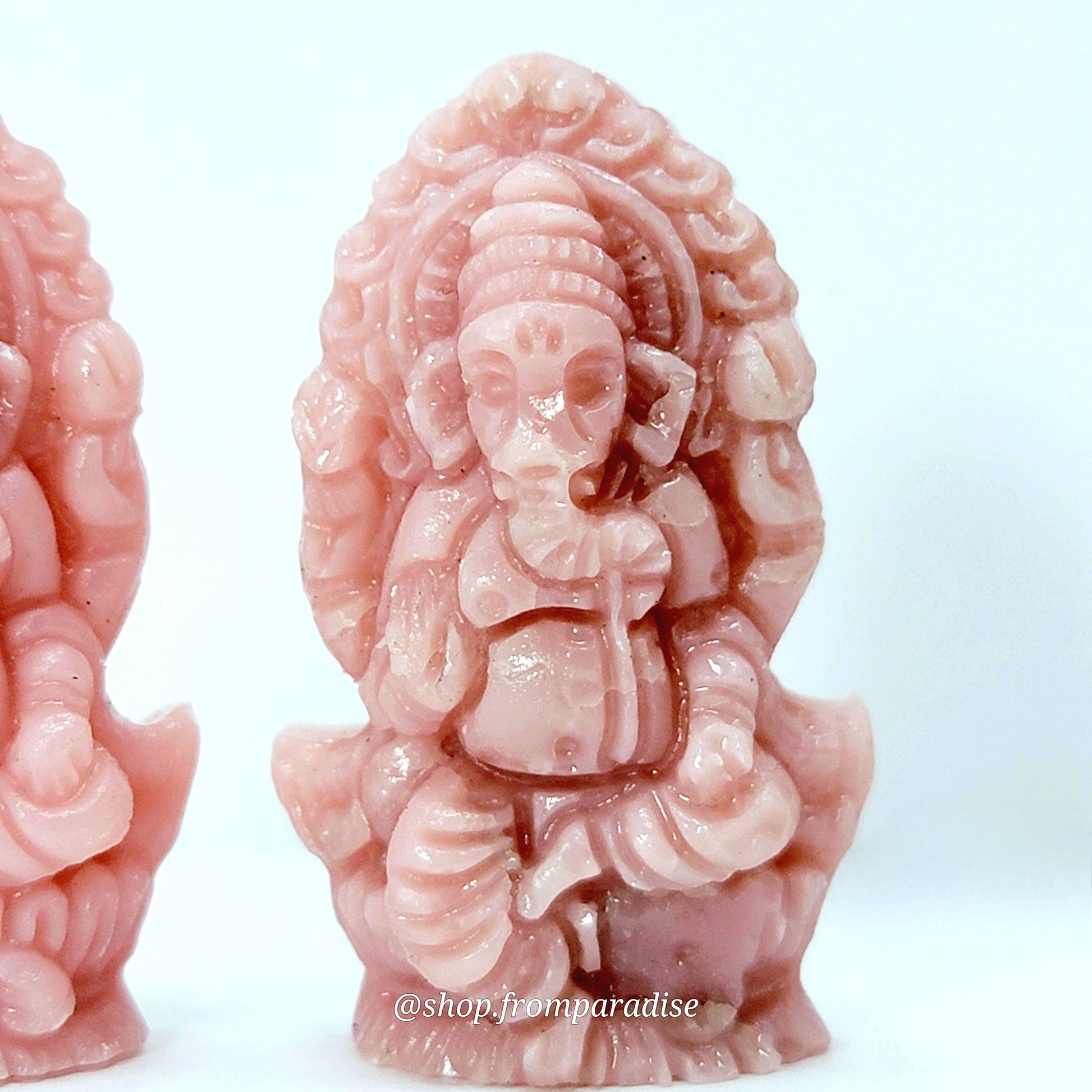 Ganesha Statue Pink Opal Crystal Carving: The Remover of Obstacles, God of New Beginnings, Wisdom, and Success