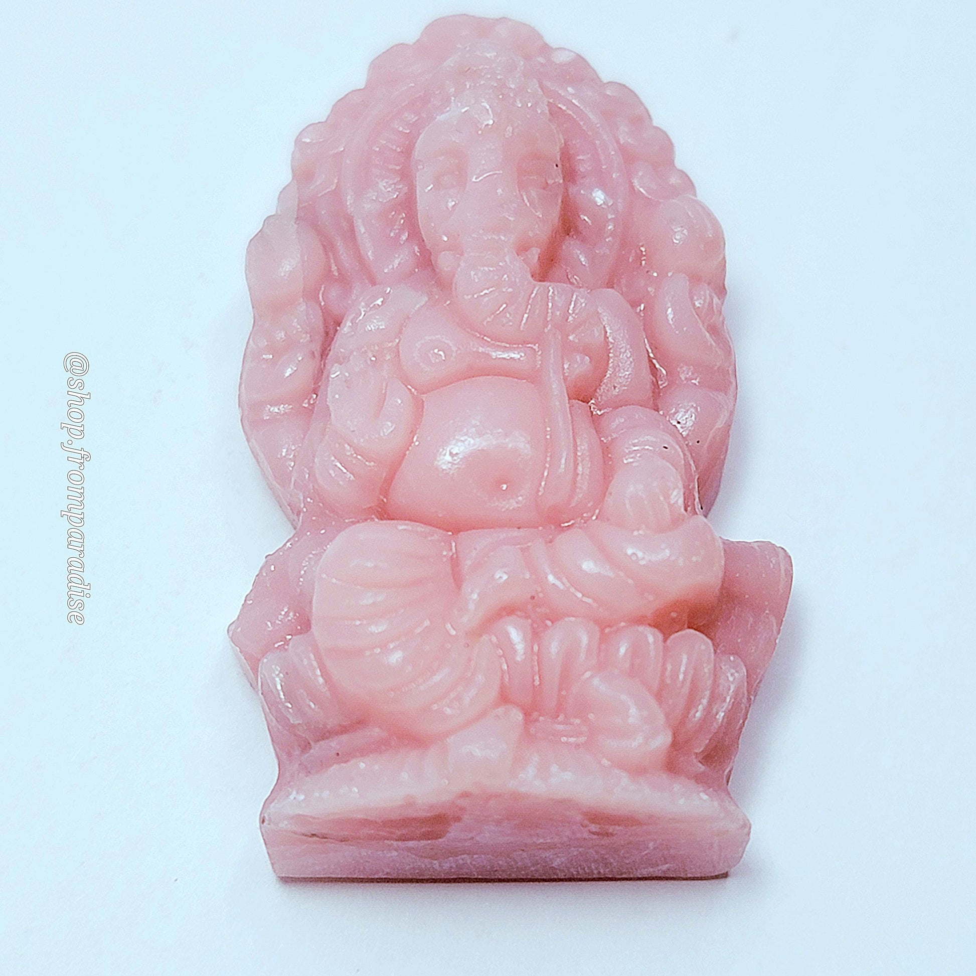 Ganesha Statue Pink Opal Crystal Carving: The Remover of Obstacles, God of New Beginnings, Wisdom, and Success