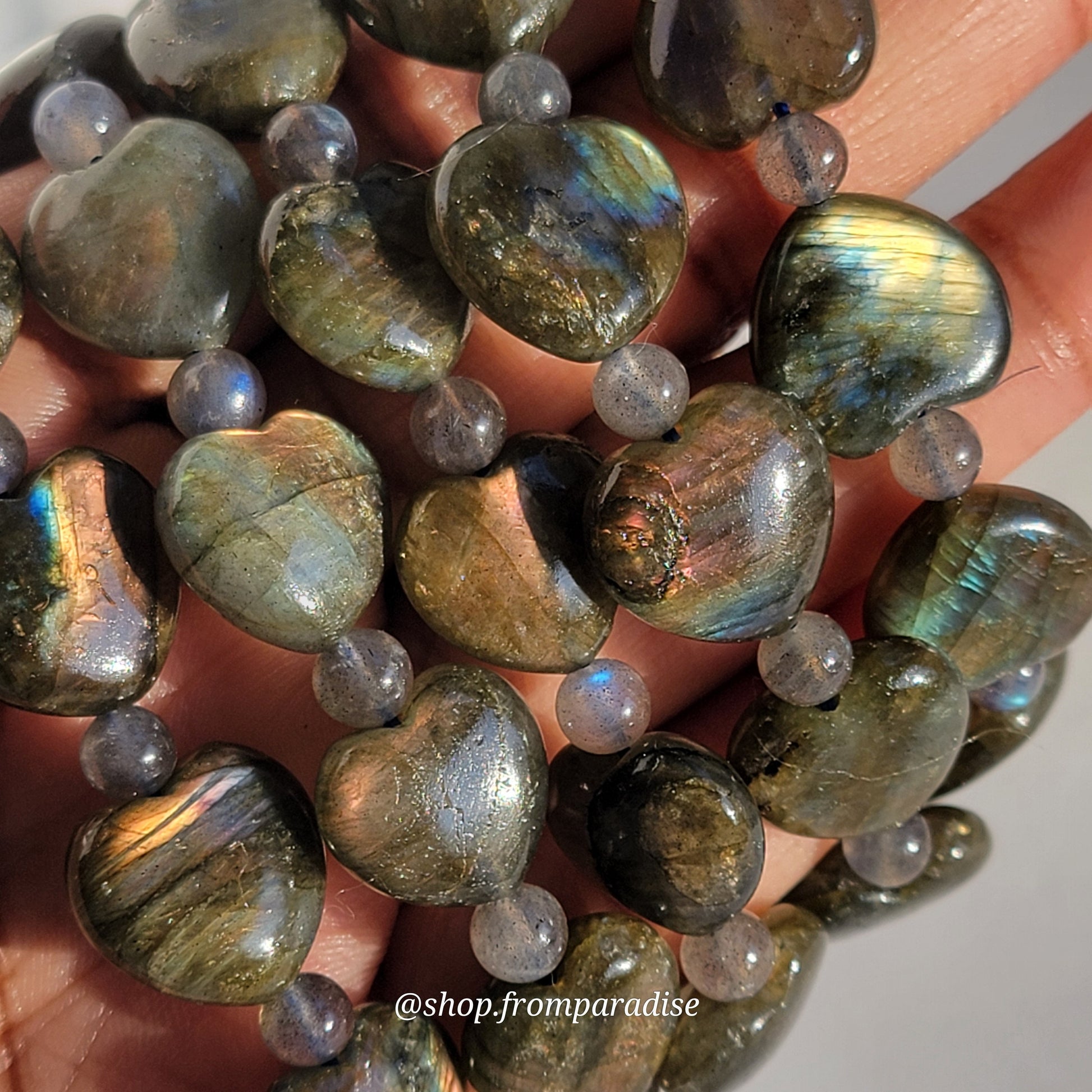 Sunset Labradorite Crystal Heart Bracelet