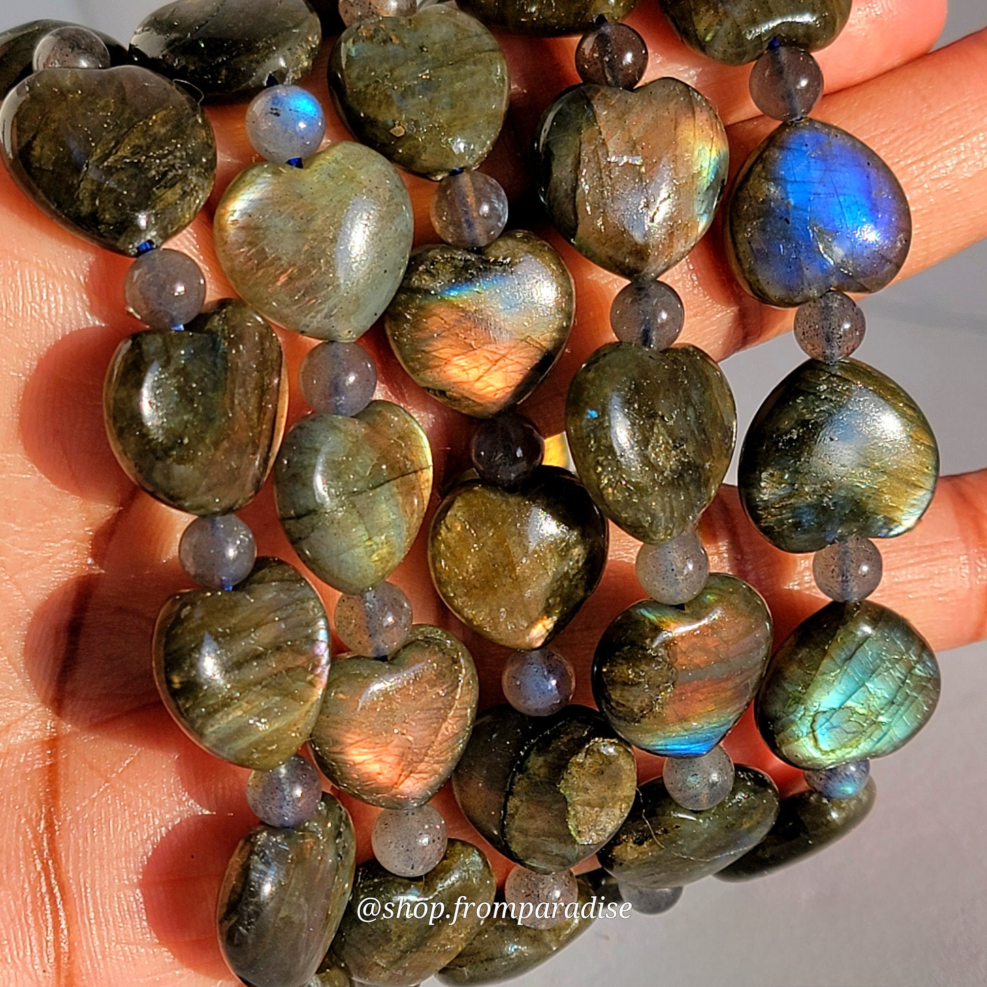 Sunset Labradorite Crystal Heart Bracelet