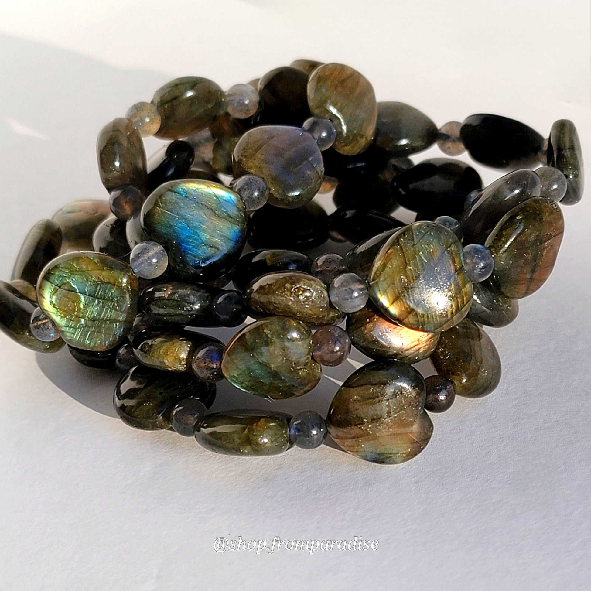 Sunset Labradorite Crystal Heart Bracelet