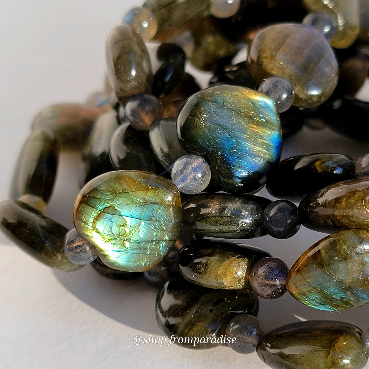 Sunset Labradorite Crystal Heart Bracelet