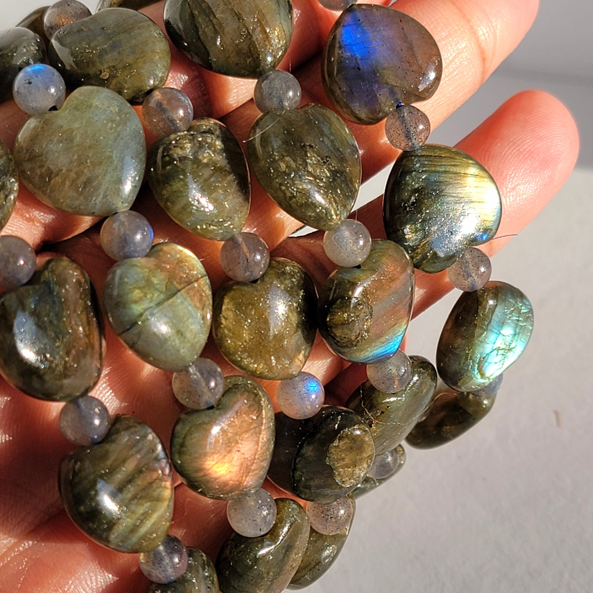 Sunset Labradorite Crystal Heart Bracelet