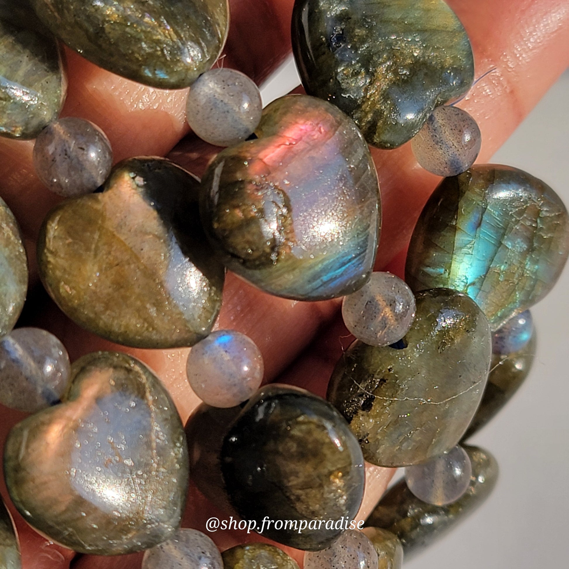 Sunset Labradorite Crystal Heart Bracelet
