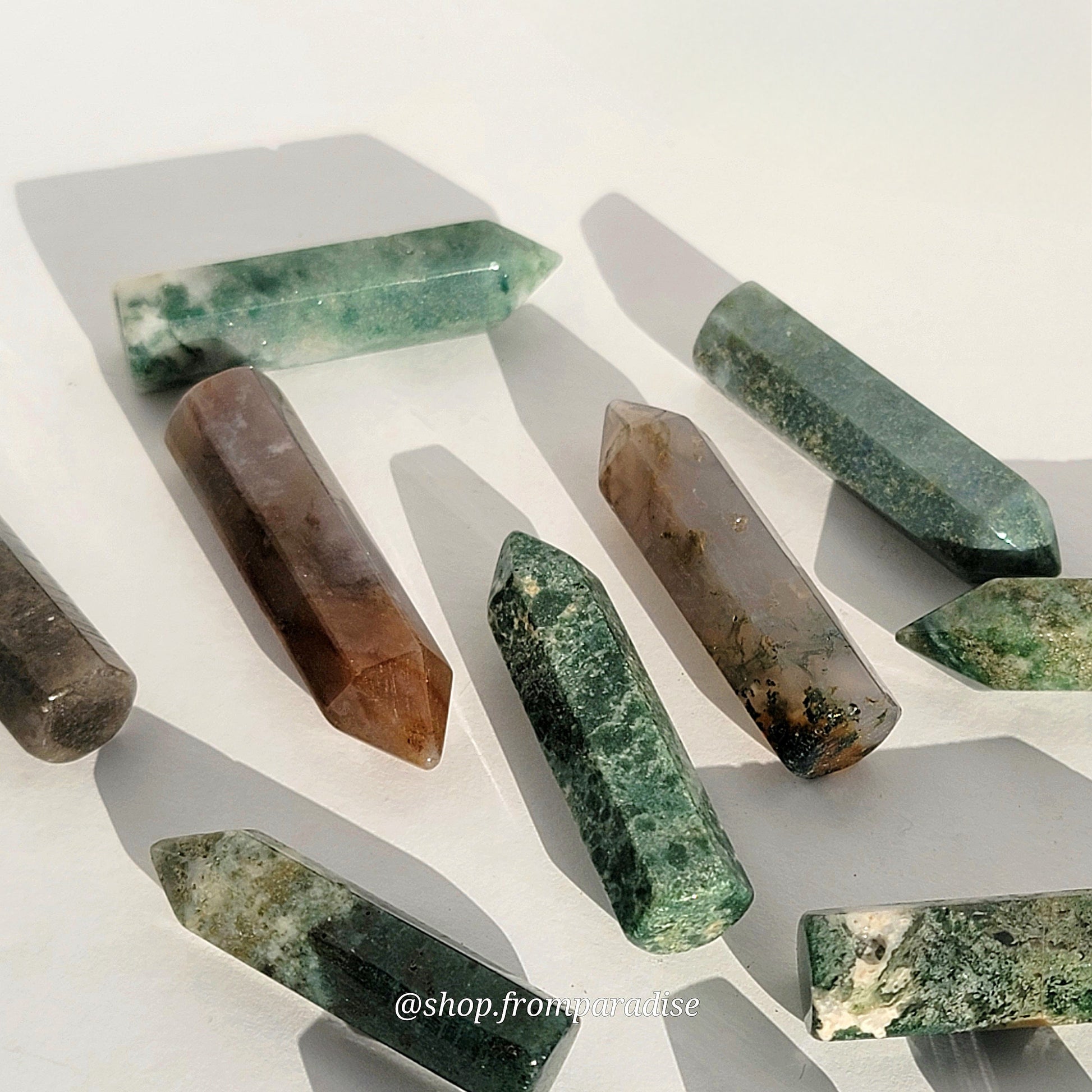 Moss Agate Mini Crystal Tower