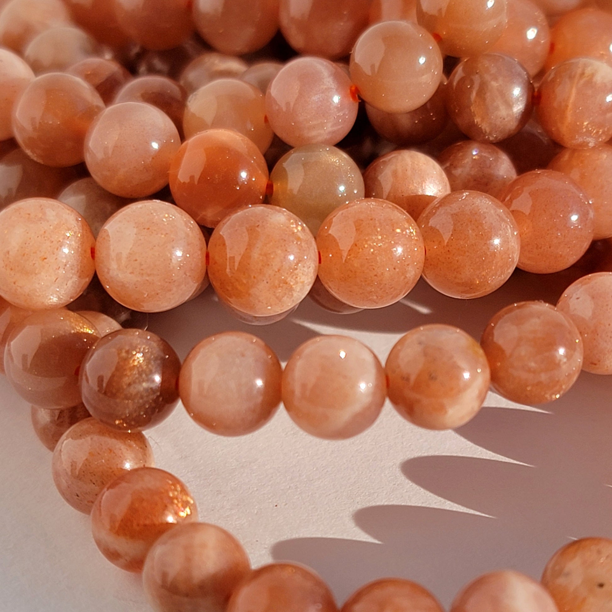 Peach Moonstone Crystal Bracelet Moonstone Handmade Jewelry