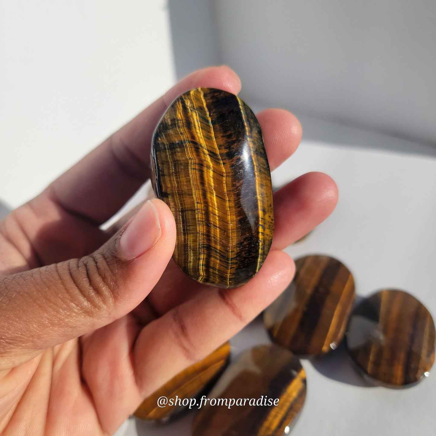 Tiger Eye Palm Stone