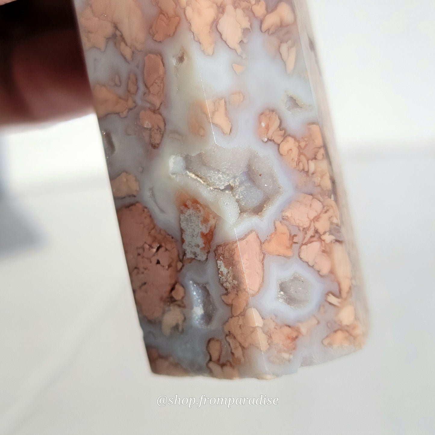Druzy Pink Agate Crystal Tower