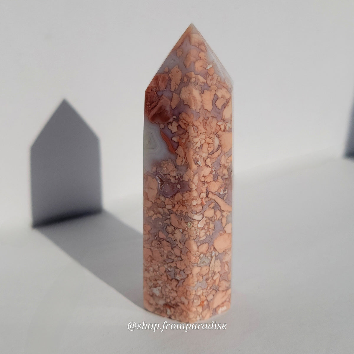 Druzy Pink Agate Crystal Tower