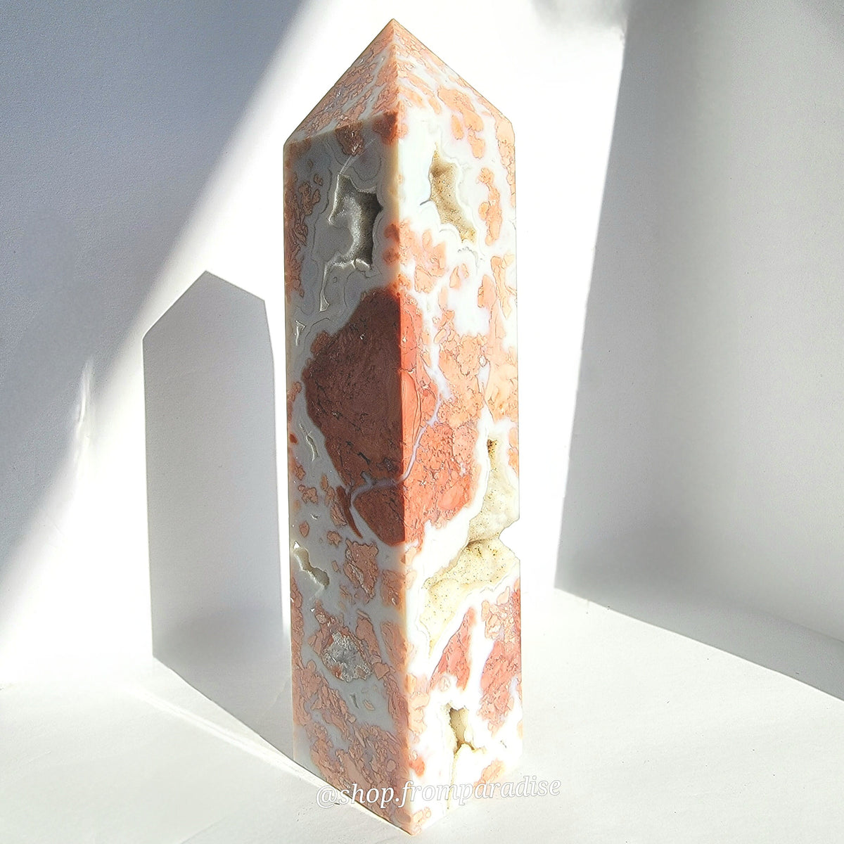 Druzy Pink Agate Crystal Tower