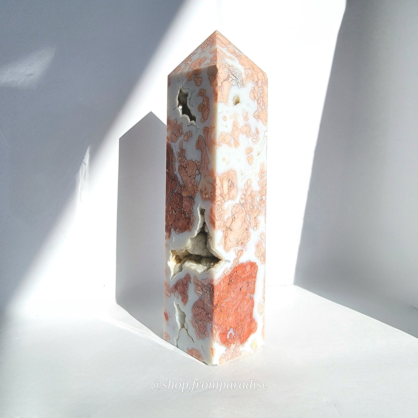 Druzy Pink Agate Crystal Tower