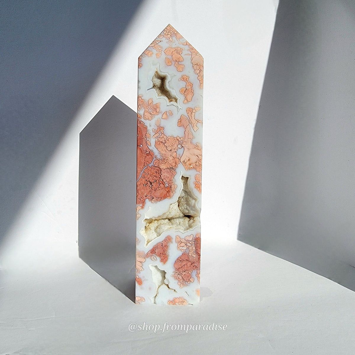 Druzy Pink Agate Crystal Tower