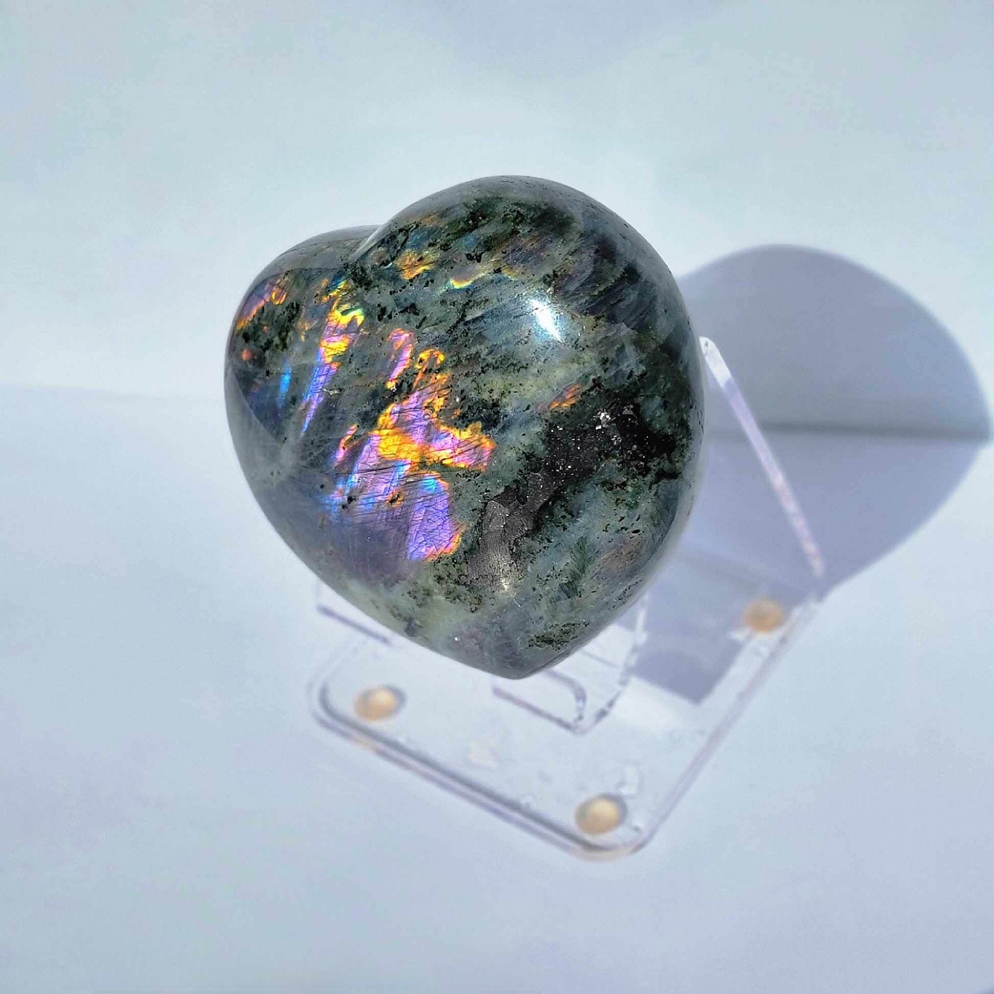 Pink and Purple Labradorite XL Crystal Heart