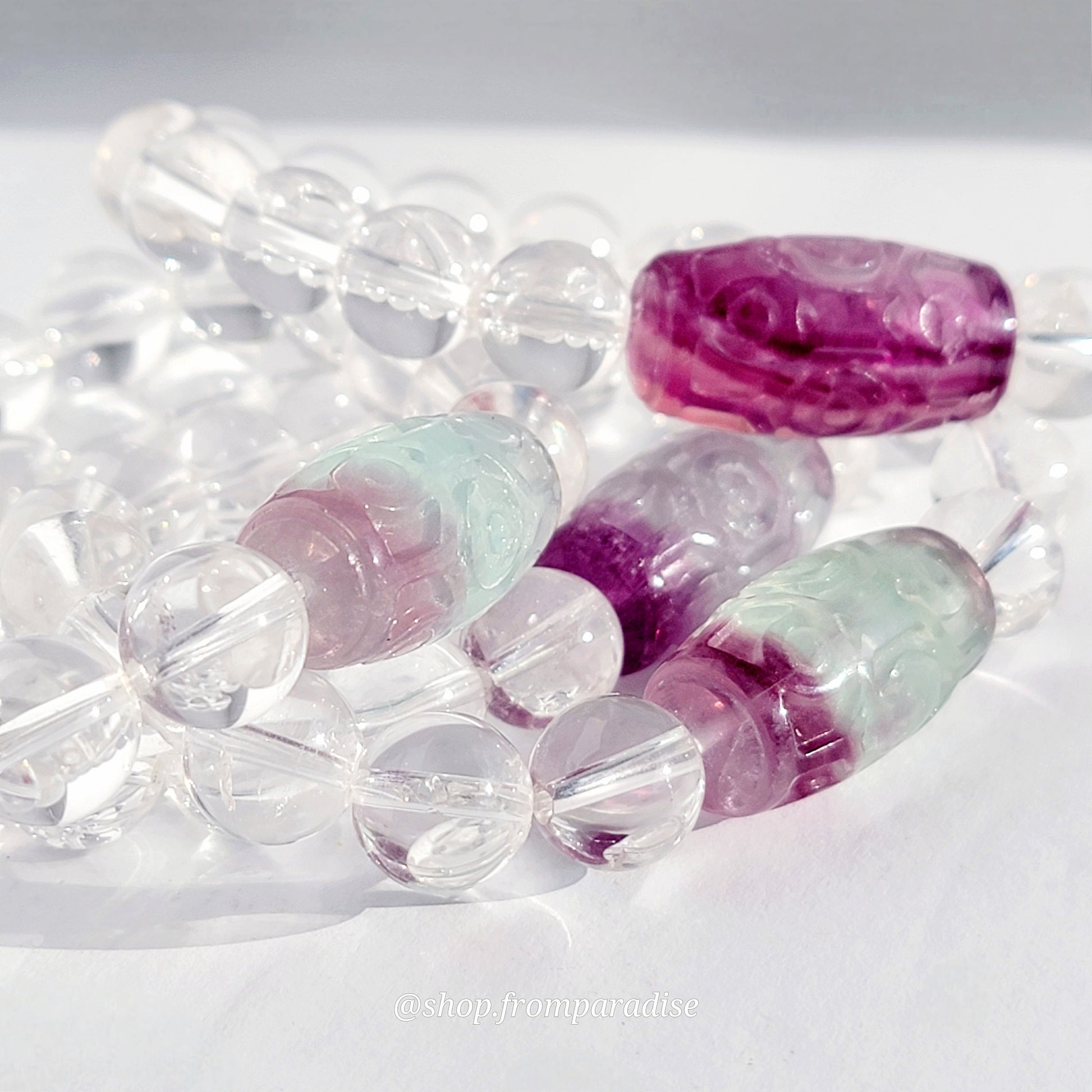 Fluorite and Clear Quartz Gemstone Bracelet