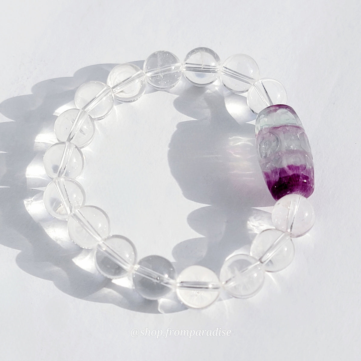 Fluorite and Clear Quartz Handmade Crystal Bracelet
