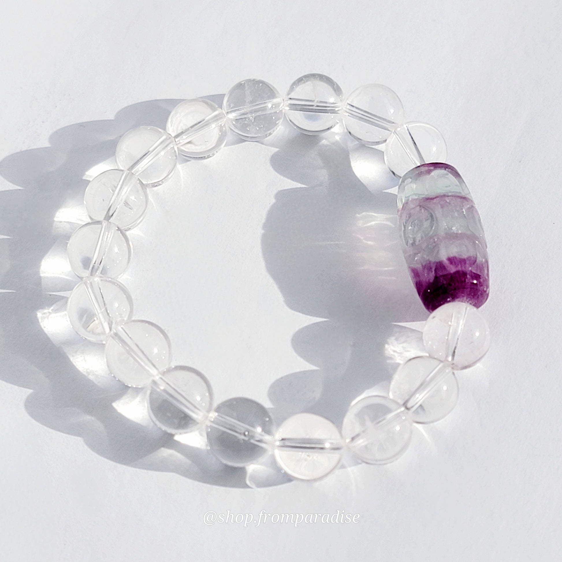 Fluorite and Clear Quartz Handmade Crystal Bracelet
