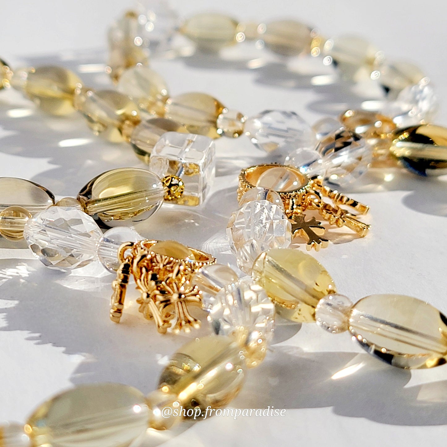 Citrine and Clear Quartz Cross Crystal Bracelet