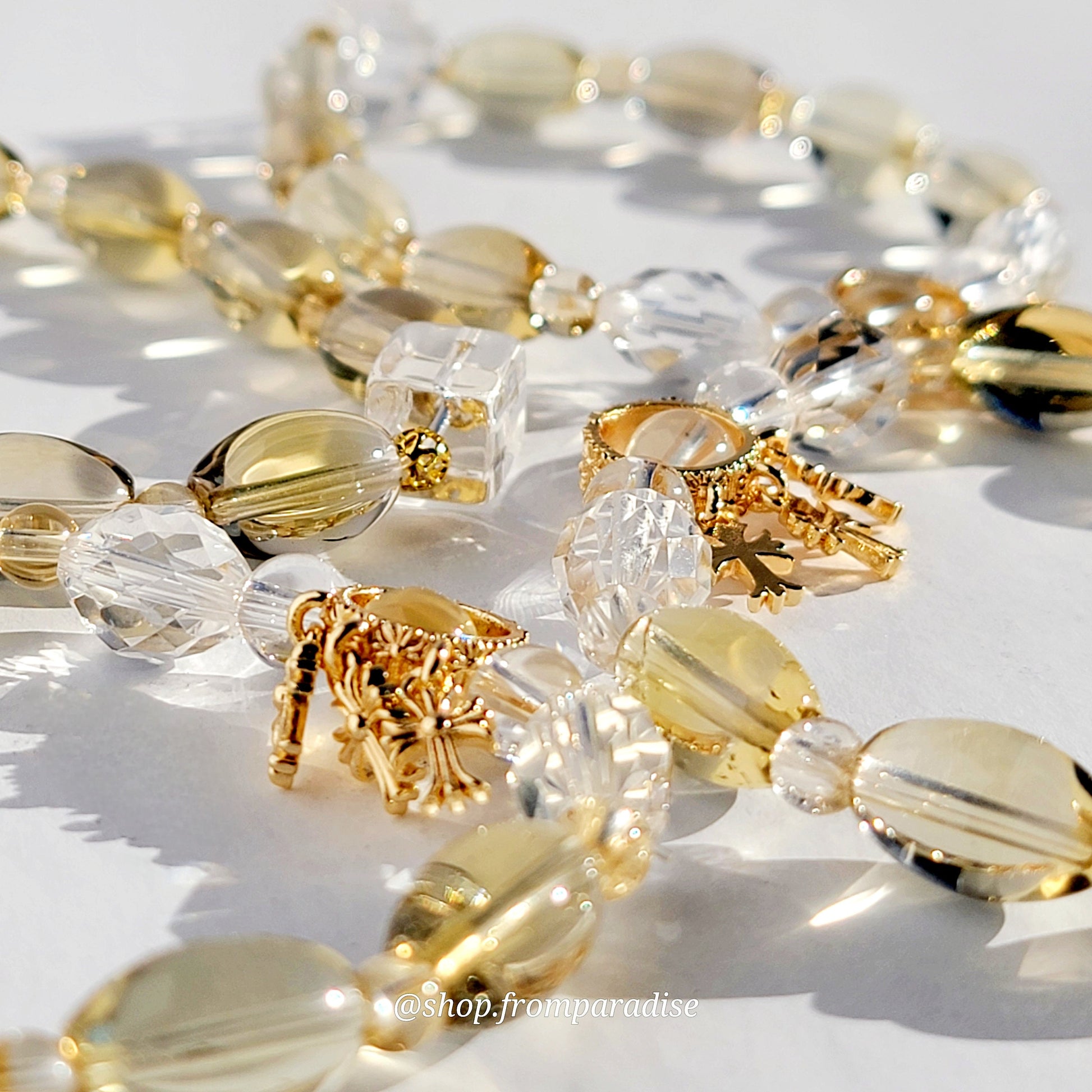 Citrine and Clear Quartz Cross Crystal Bracelet