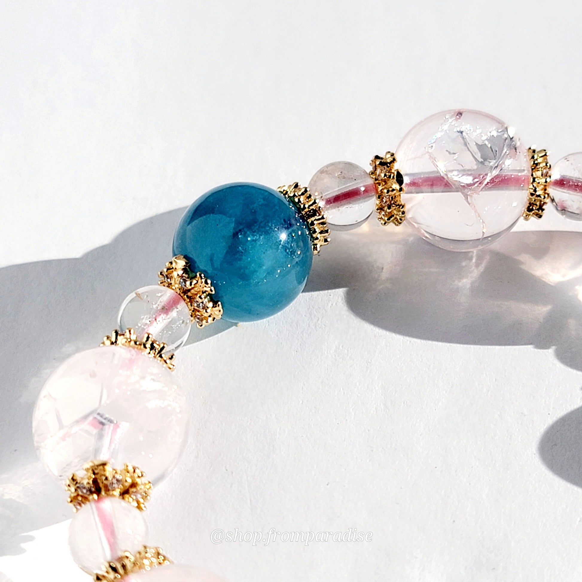 Rose Quartz and Aquamarine Crystal Bracelet