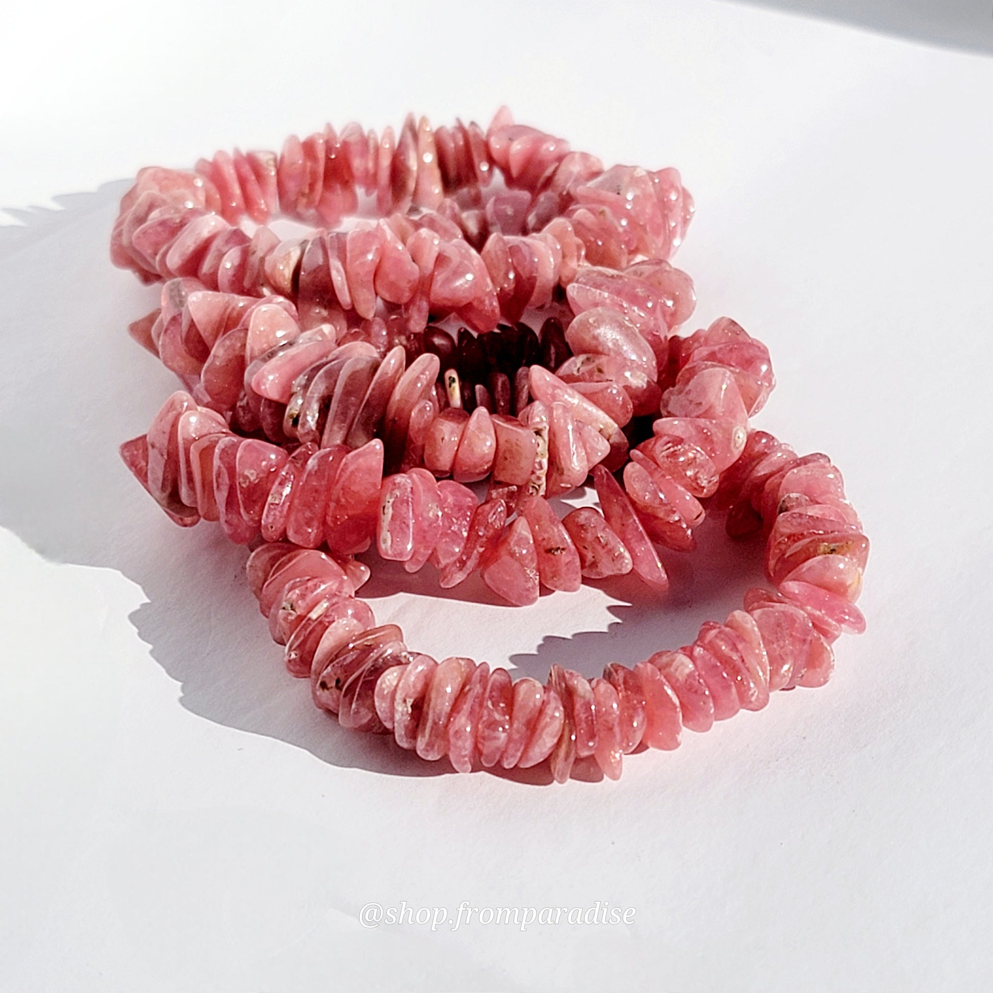 Rhodochrosite Crystal Chip Bracelet